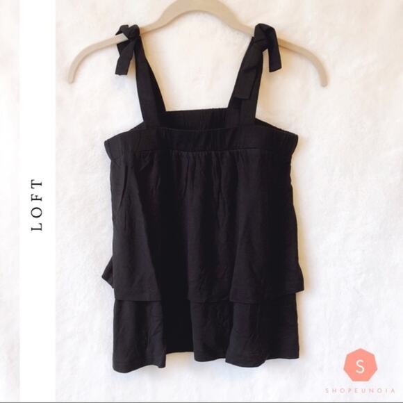 LOFT Black Layered Tie Top - Picture 6 of 7